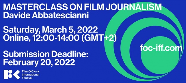 Festivalul Internațional Film O’Clock  dă startul înscrierilor pentru   masterclass-ul online dedicat jurnalismului de film